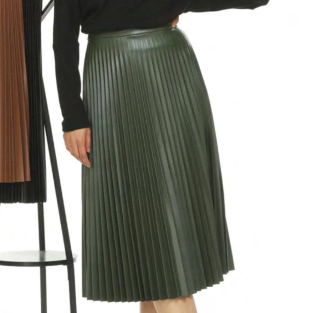 Japparel Tara Pleather Midi Skirt